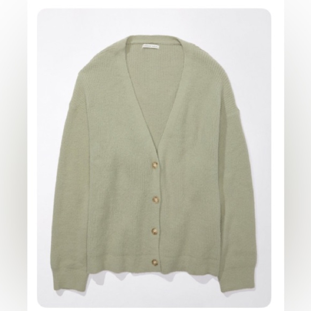 American Eagle - Women's Sage Green Cardigan Sweater - S